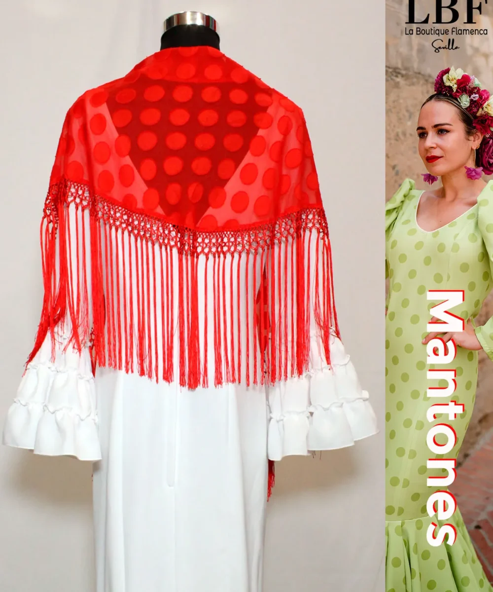 LBF Mantones flamenca plumeti rojo grande