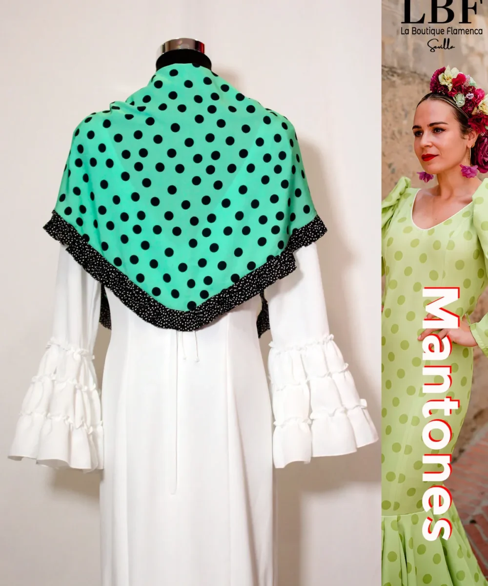 LBF Mantones flamenca artesanal verde lunar negro