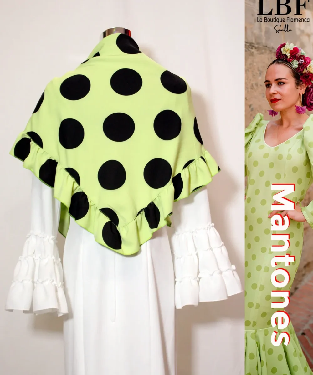 LBF Mantones flamenca  pico verde lima lunar negro