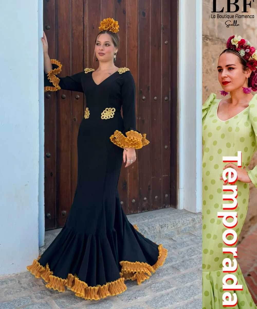 LBF Traje de flamenca lycra bioelástica Quema. Varias colores y tallas 34-46