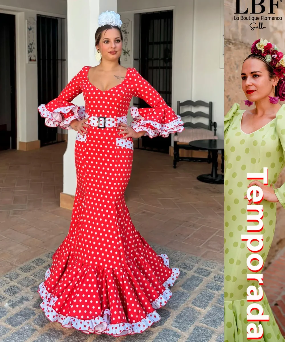 LBF Traje de flamenca Lycra bioelástica Dunas. Varias colores y tallas 34-46