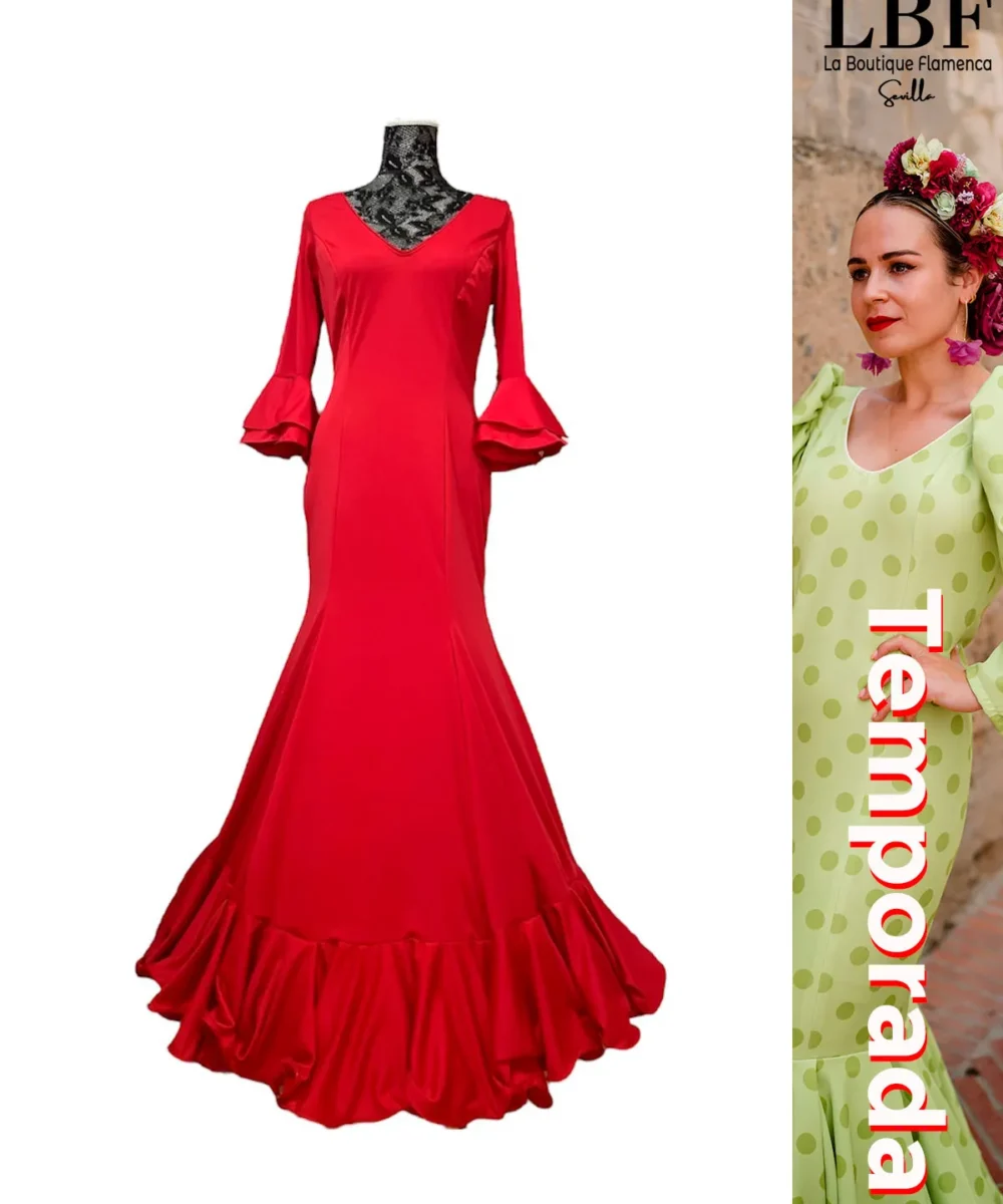 LBF Traje de flamenca Lycra bata de nejas. Tallas desde XS a XXXL - Imagen 3
