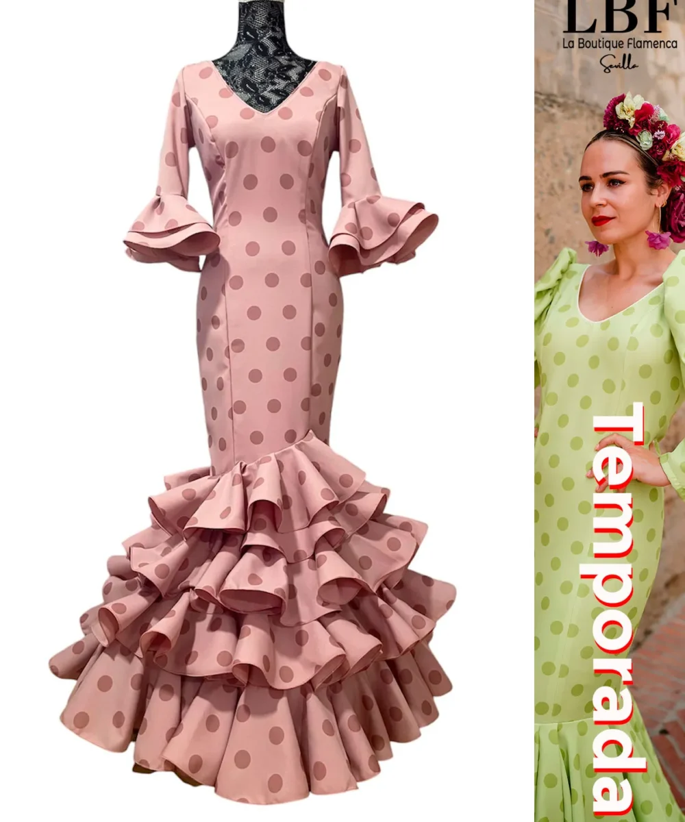 LBF Traje de flamenca strech  Sevilla lunar. Tallas 34-46
