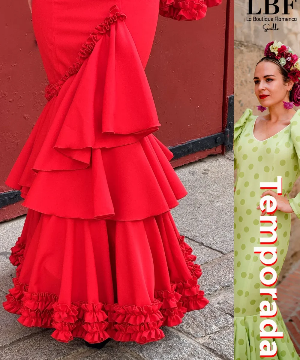 LBF Traje de flamenca strech Jade. Varias colores y tallas 34-48 - Imagen 4