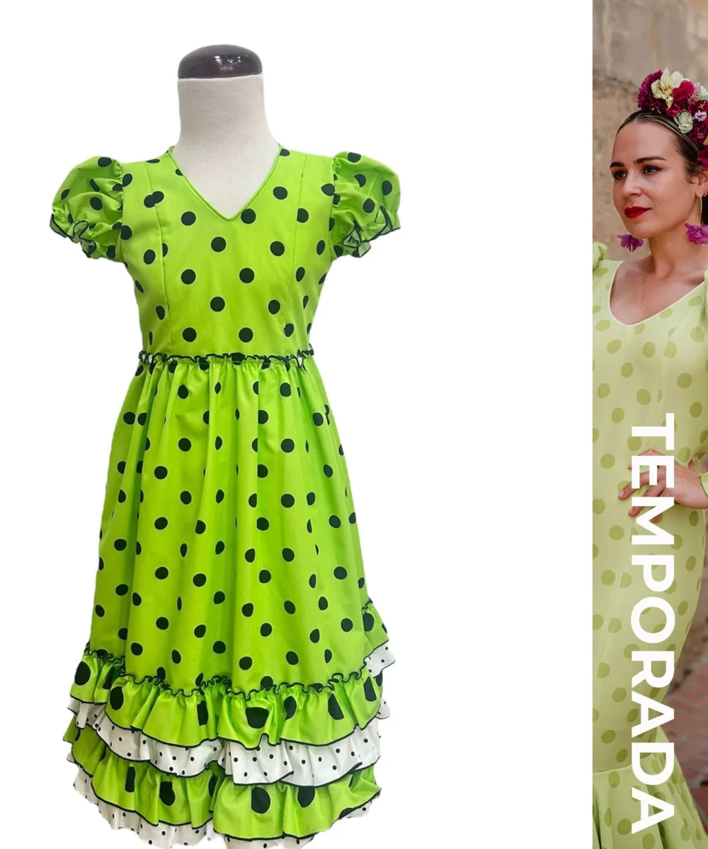 LBF Traje de flamenca bata Lola Popelin. Tallas 4,6