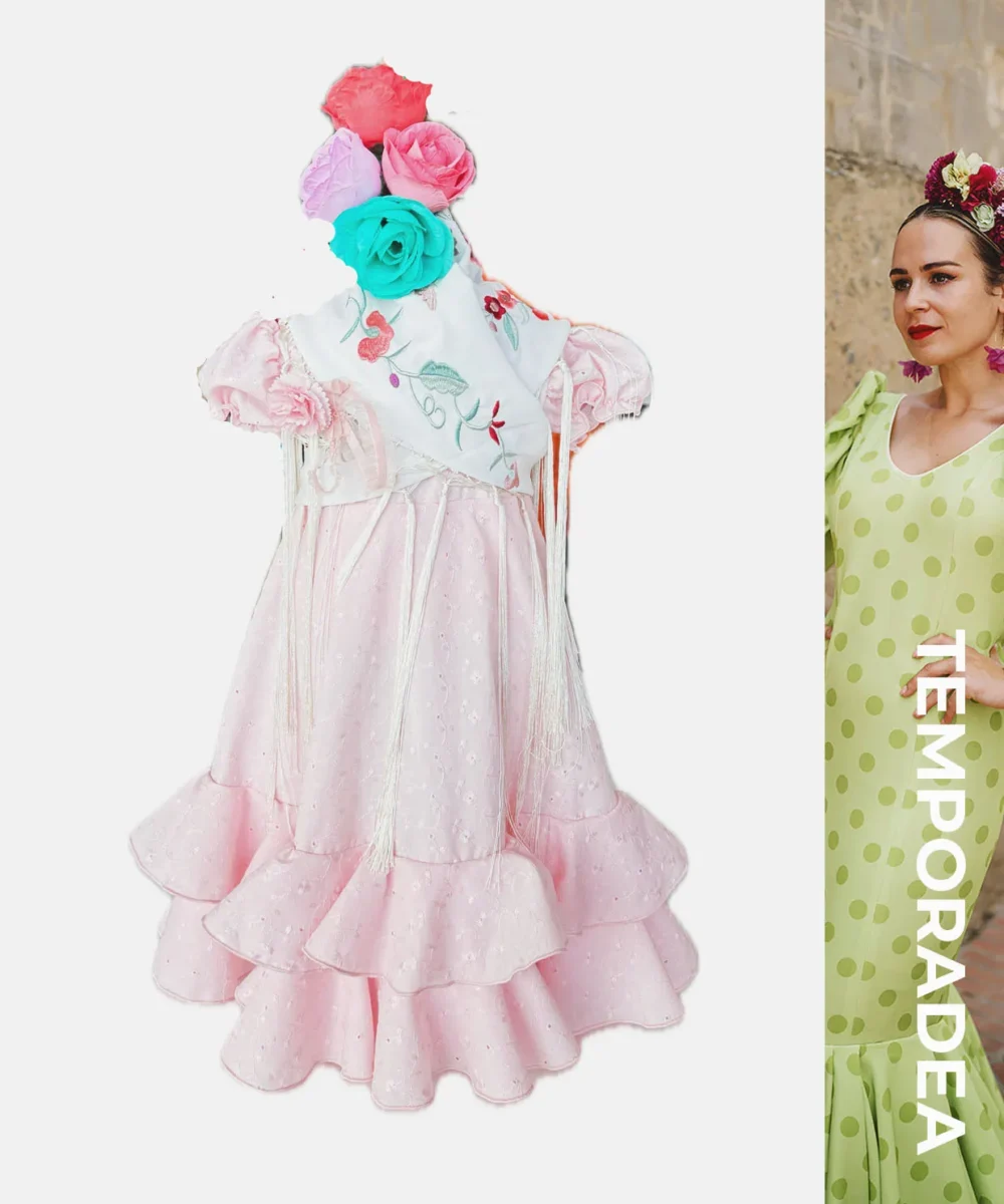 LBF Traje de flamenca bata Rocio niña. Tallas 2 a 12 POR ENCARGO