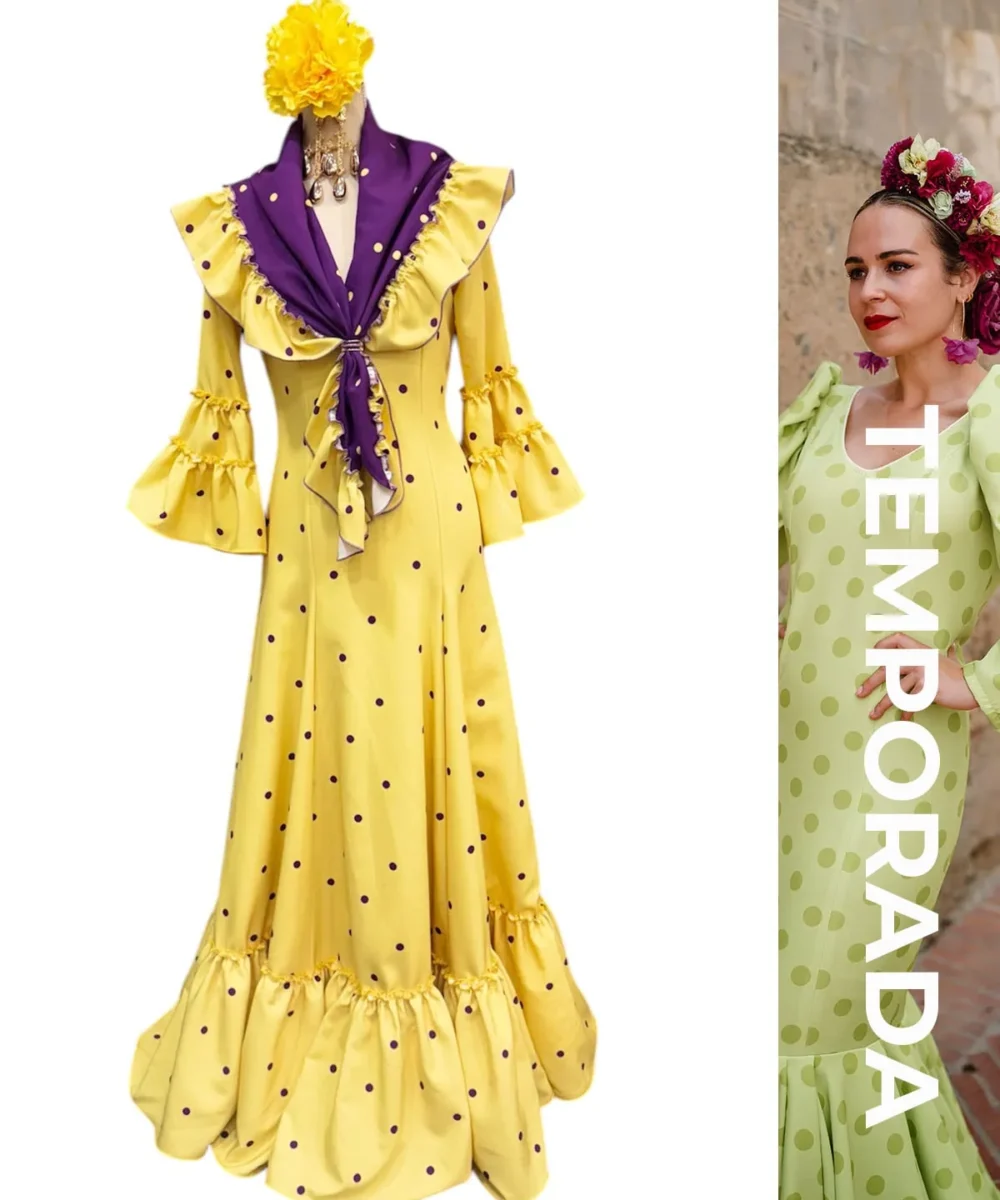 LBF Traje de flamenca bata lycra bioelastica ROCIANA. Tallas 34-46