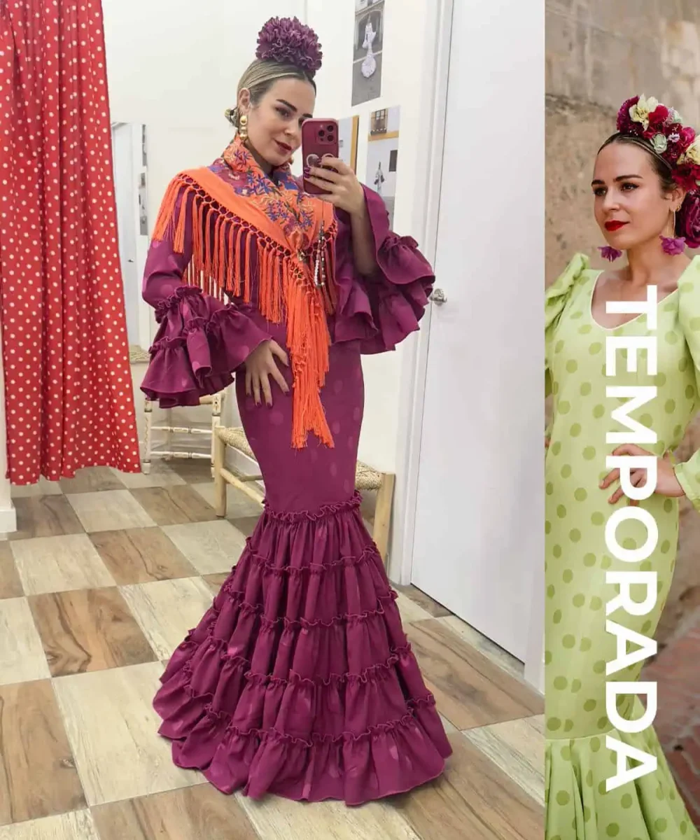 LBF Traje de flamenca Lupita Jacquar. Tallas 34 a 48 varios colores