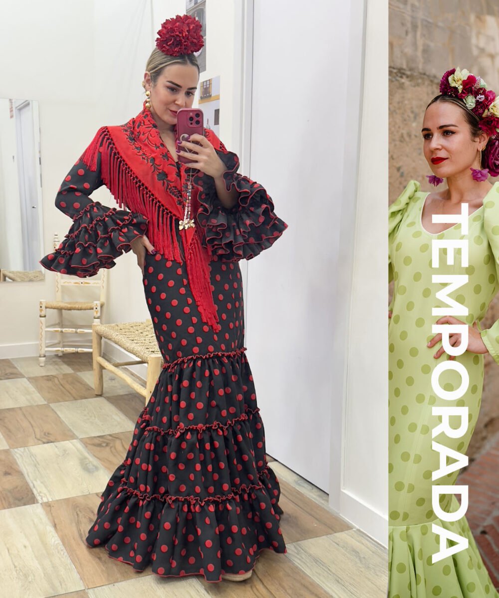 LBF Traje de flamenca Córdoba lunar Strech. Tallas 34 a 52 varios colores