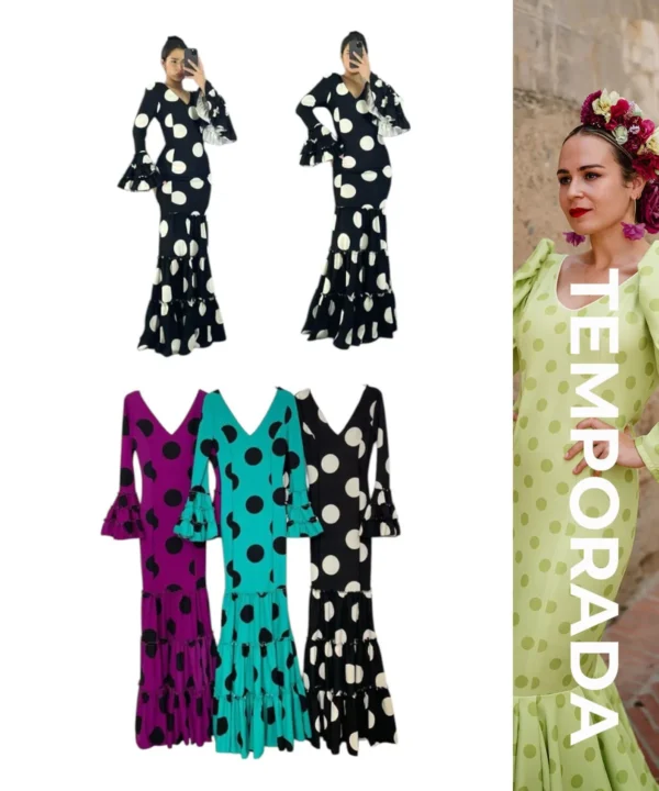 LBF Traje de flamenca canastero lunar galleta. Tallas xs a xxl