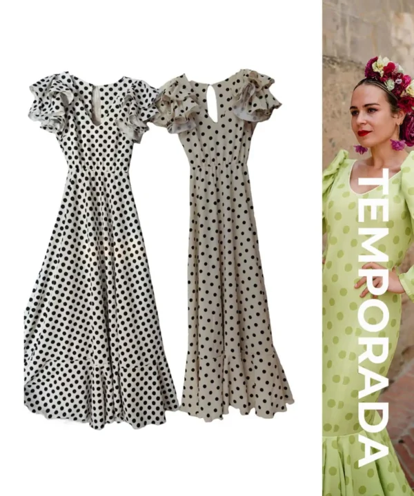 LBF Traje de flamenca bata lunar con volante sisa. Tallas xs a xxl