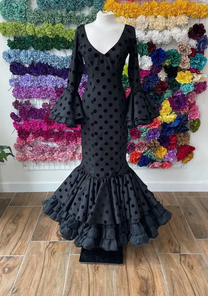 LBF Traje de  flamenca Clavel flocado . Talla 34