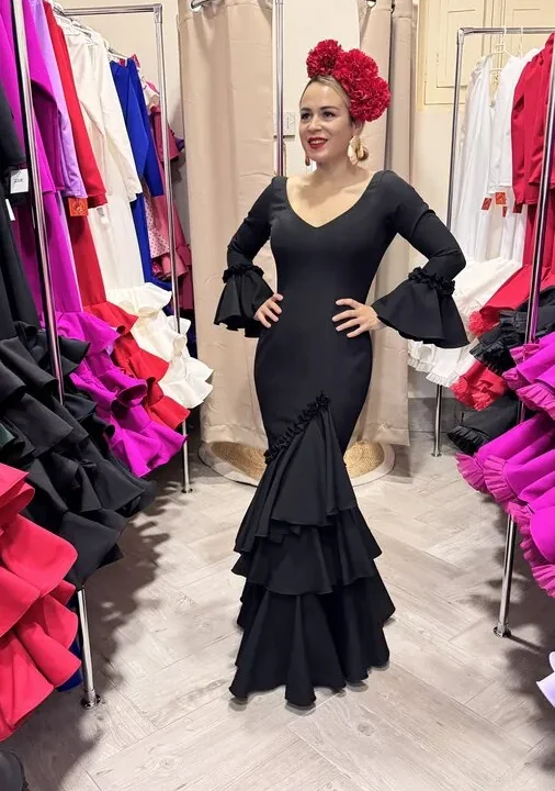 LBF Traje de flamenca Carmín. Talla 36