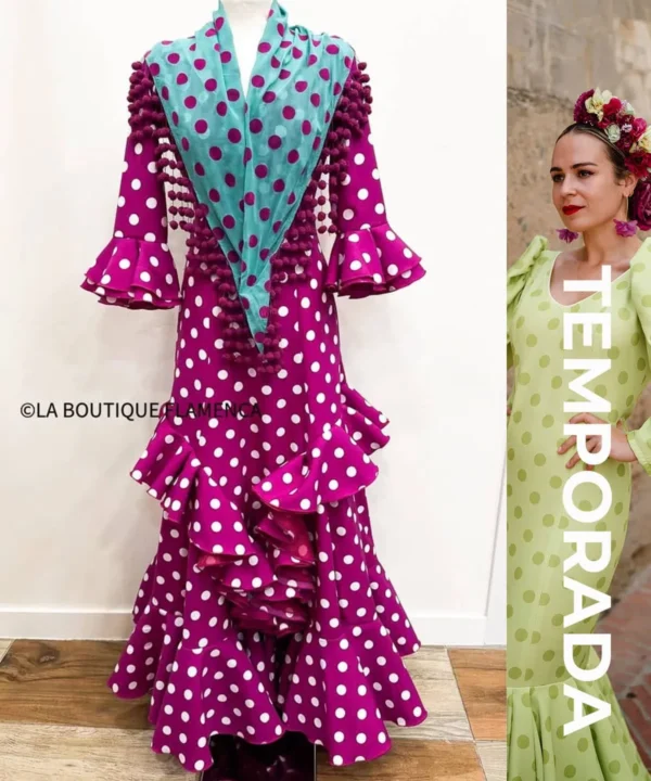 LBF Traje de flamenca Cataleya Strech. Tallas 34 a 52 varios colores - Imagen 3