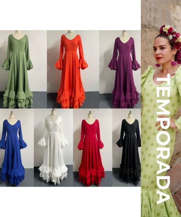 LBF Bata de  flamenca lisa. Talla 36 a 46