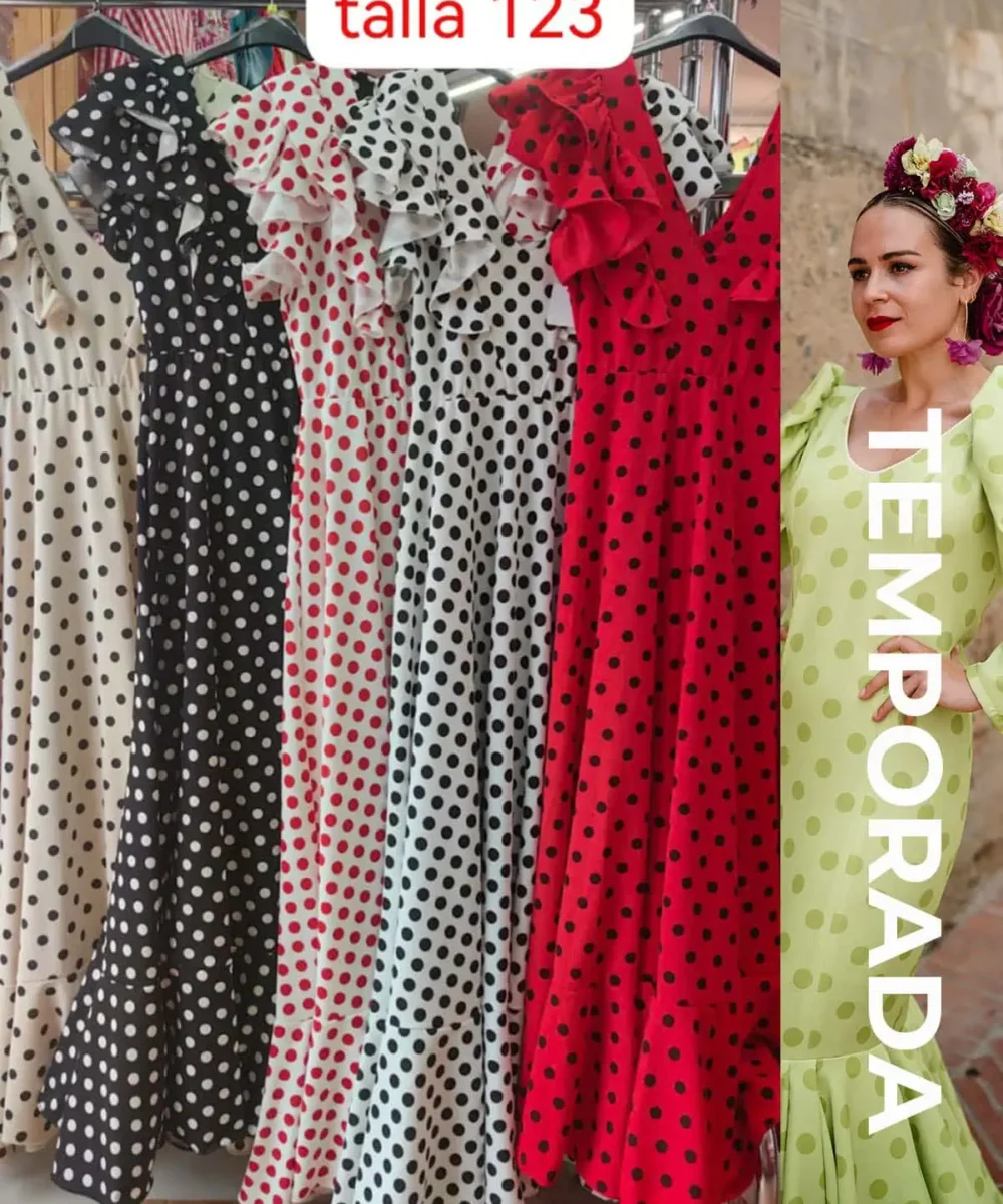 LBF Traje de flamenca  bata lunar volante sisa. Talla XS a XXL