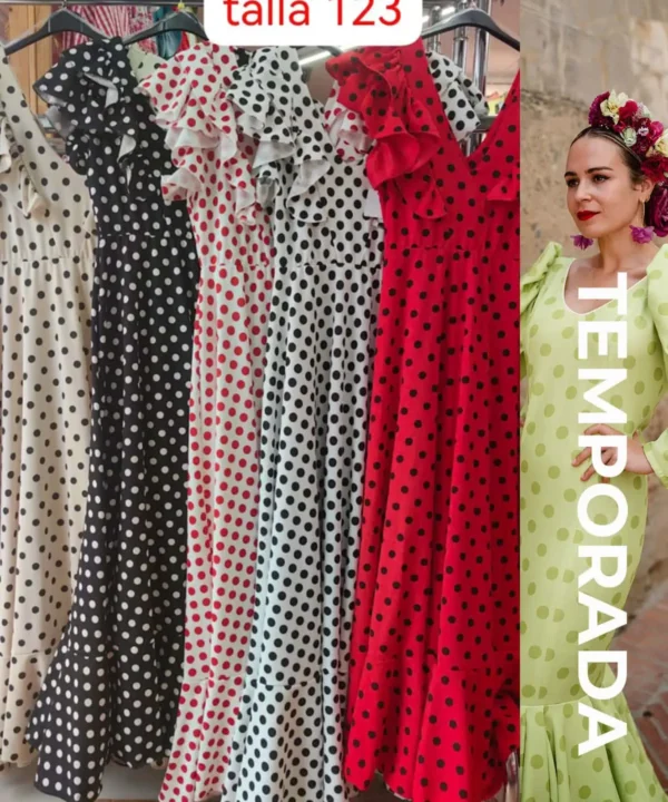 LBF Traje de flamenca  bata lunar volante sisa. Talla XS a XXL