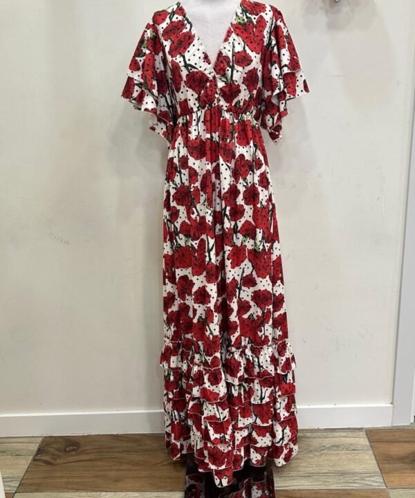 LBF Traje de flamenca bata flores estampadas. Talla única