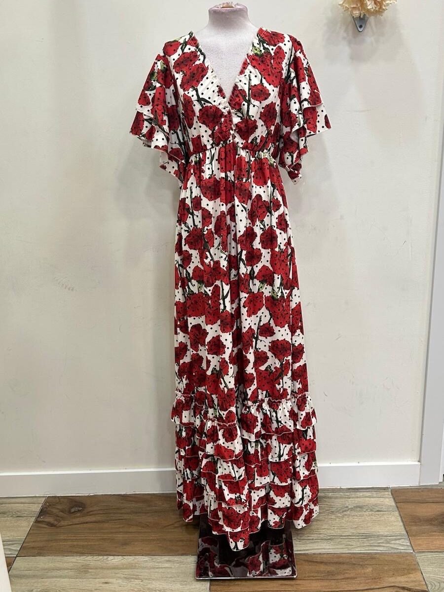 LBF Traje de flamenca bata flores estampadas. Talla única