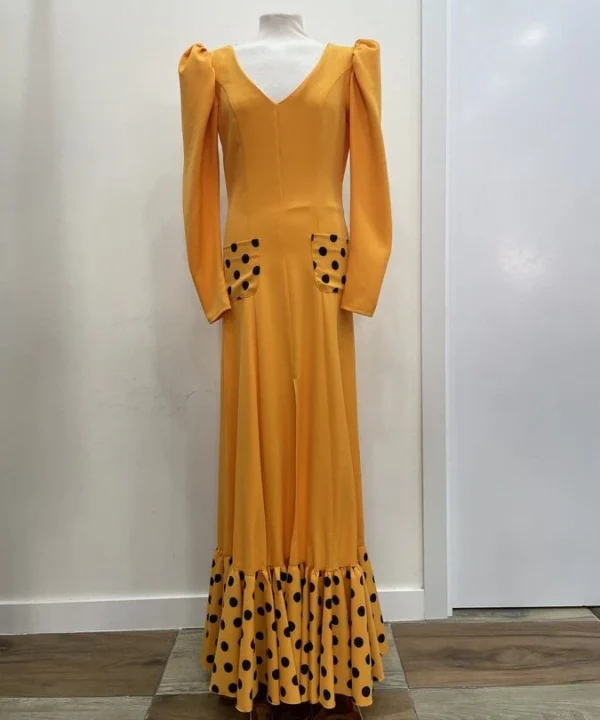 LBF Traje flamenca bata nejas naranja bolsillos. Talla 36