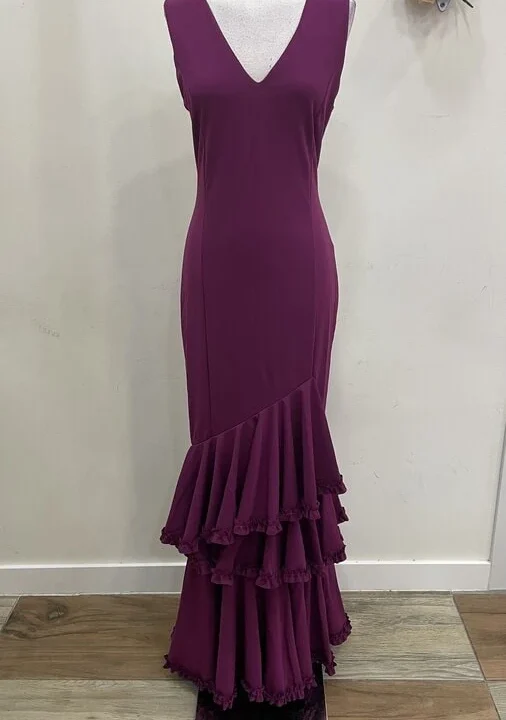LBF Traje de flamenca tres volantes garrucha sin mangas. Talla XL-XXL
