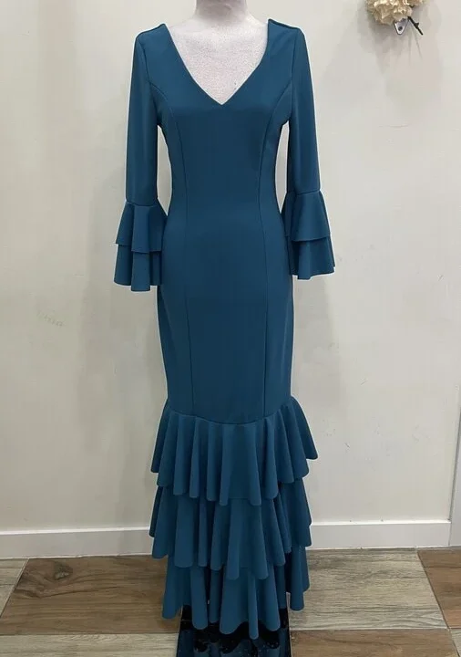 LBF Traje de flamenca tres volantes normales. Talla XS-S