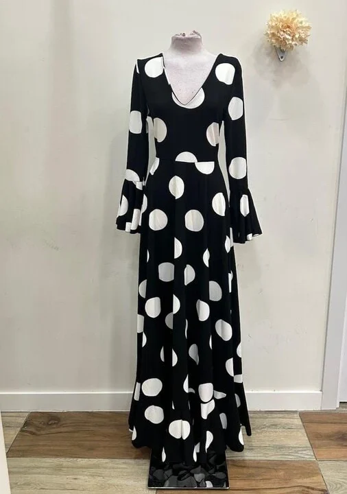 LBF Traje de flamenca bata negro lunar galleta. Talla xs-s