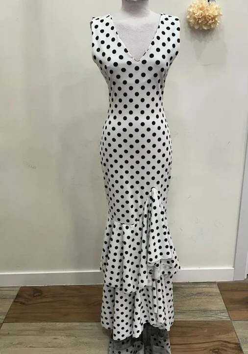 LBF Traje de flamenca dos volantes sin mangas. Talla M-L