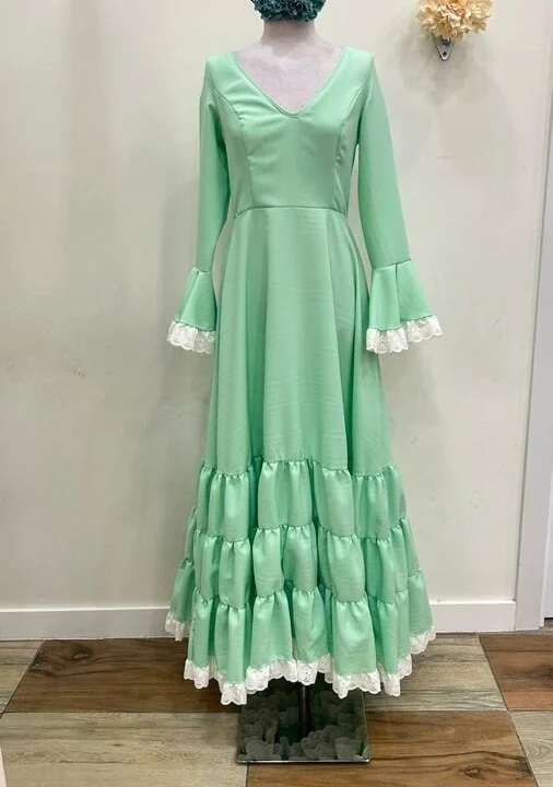LBF Traje de flamenca Bata strech encaje. Talla 36 a 44 varios colores