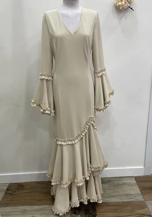 LBF Traje de flamenca dos volantes  con garruchas. Talla XL-XXL