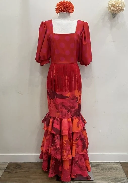 LBF Traje de flamenca Floral. Talla 36 a 44