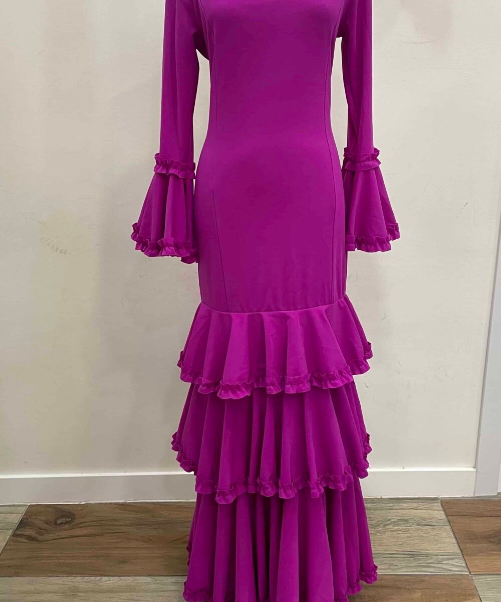 LBF Traje de flamenca tres volantes con garrucha. Talla XL-XXL