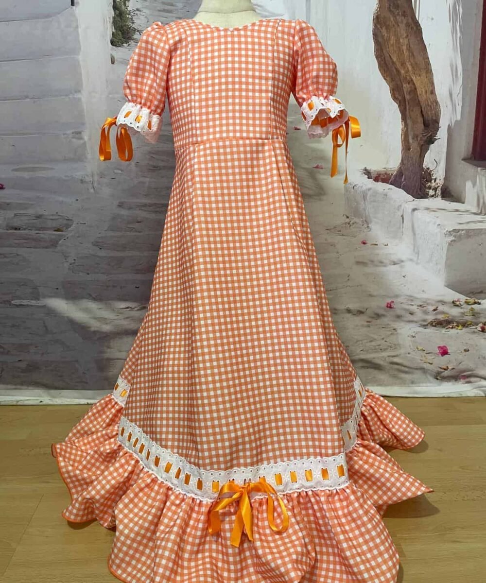 LBF Traje de flamenca niña strech VICHY. Talla 6-12 Varios colores