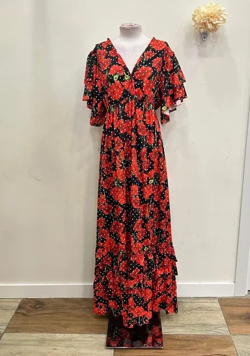 LBF Traje de flamenca bata estampada. Talla ÚNICA