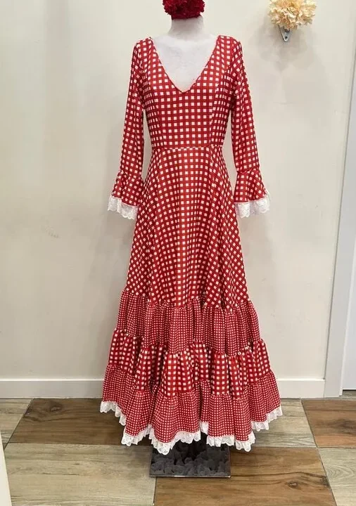 LBF Traje flamenca bata vichy. Talla 38