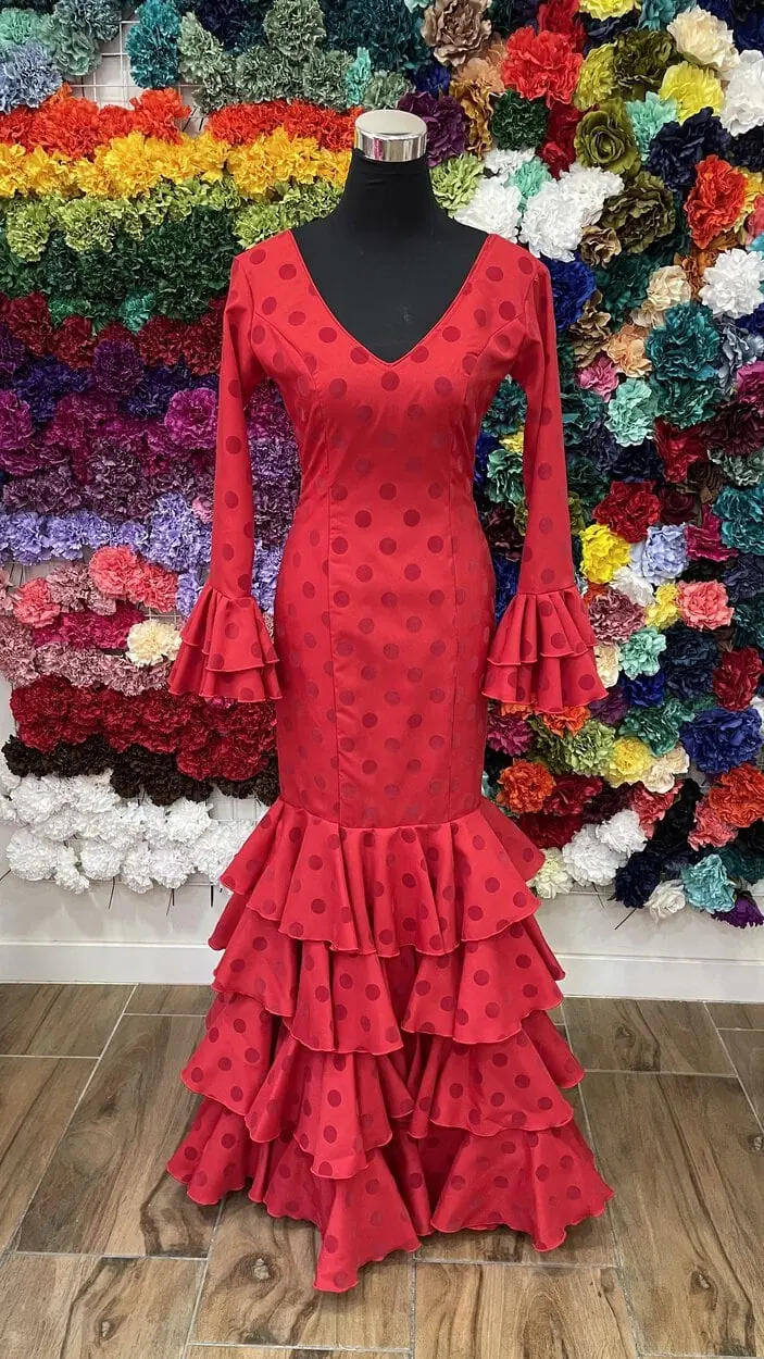 LBF Traje de flamenca Azahar flocado terciopelo. Tallas 34 a 48 VARIOS COLORES - Imagen 5
