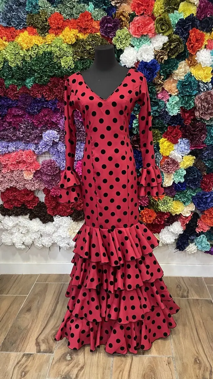 LBF Traje de flamenca Azahar flocado terciopelo. Tallas 34 a 48 VARIOS COLORES - Imagen 7