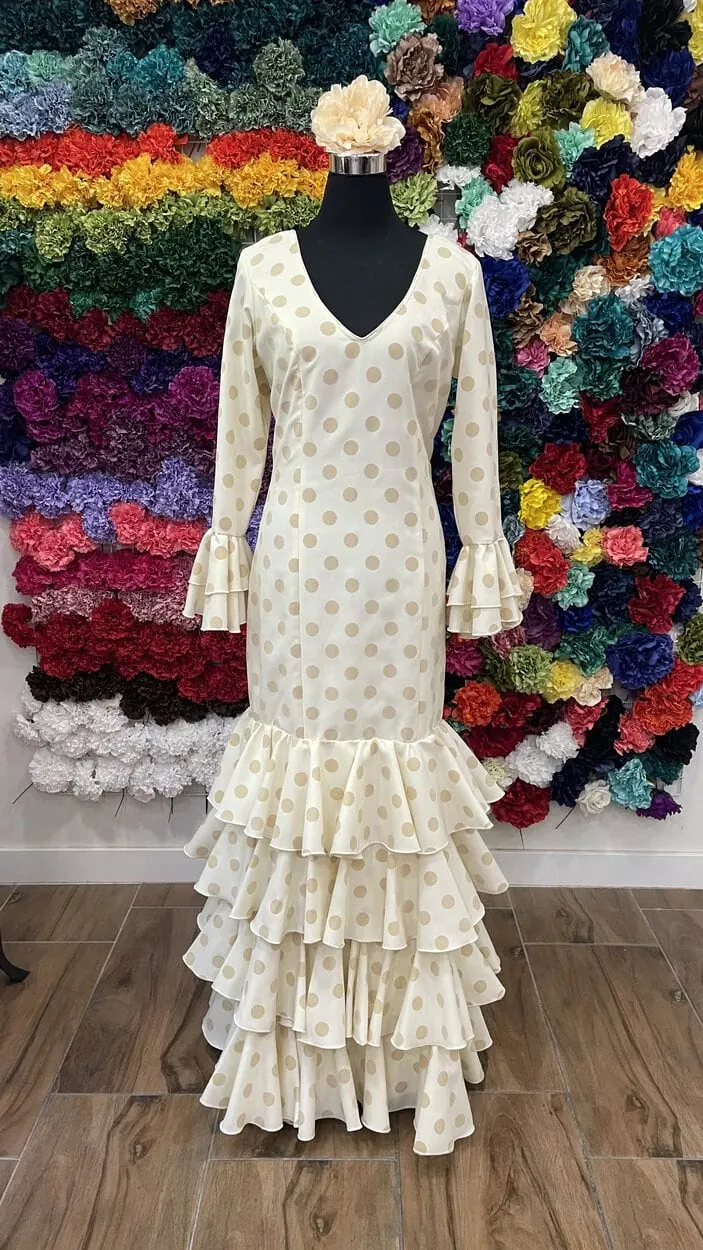 LBF Traje de flamenca Azahar flocado terciopelo. Tallas 34 a 48 VARIOS COLORES - Imagen 6