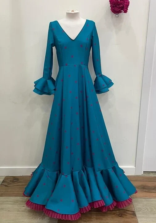 LBF Traje de flamenca Paula strech lunar. Tallas desde 36-46 varios colores - Imagen 2