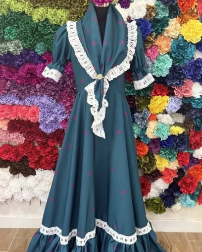 LBF Traje de flamenca Bata farol Huelva lunar. Talla 36 a 46 varios colores