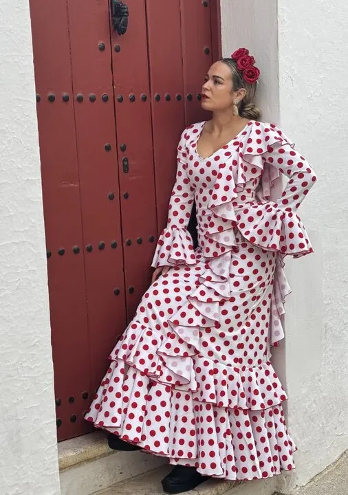 LBF Traje flamenca bata tejas volantes. Talla 38
