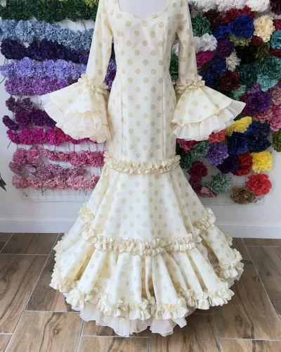 LBF Traje de flamenca Rocio flocado. Talla 40,42 y 46