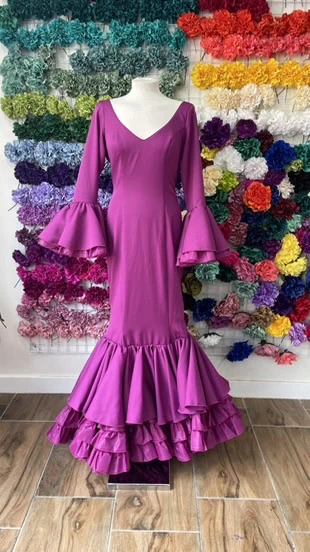 LBF Traje de flamenca Clavel Lycra bioelastica. Talla 44