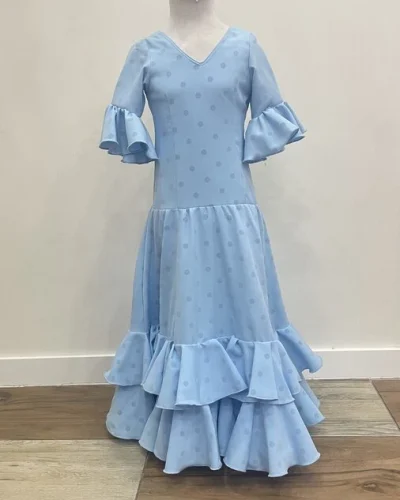 LBF Traje de flamenca flocado de terciopelo lunar. Talla 6