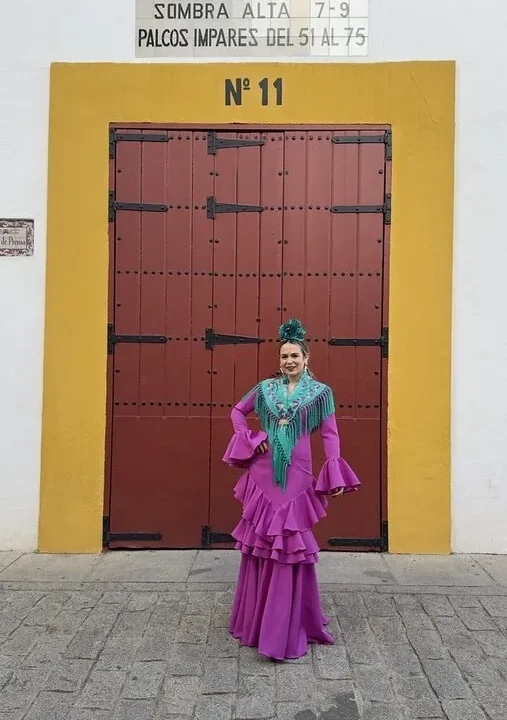 LBF Traje de flamenca Carla Lycra bioelastica. Talla 38