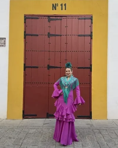 LBF Traje de flamenca Carla Lycra bioelastica. Talla 38