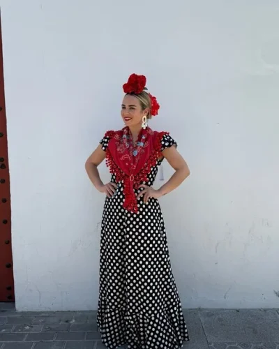 LBF Traje de flamenca bata lunar volante sisa. Talla XS a XXL