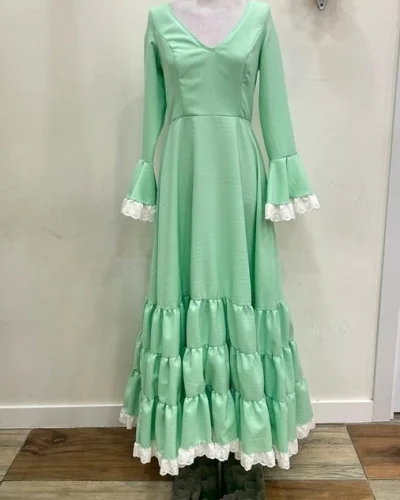 LBF Traje de flamenca Bata strech encaje. Talla 36 a 44 varios colores