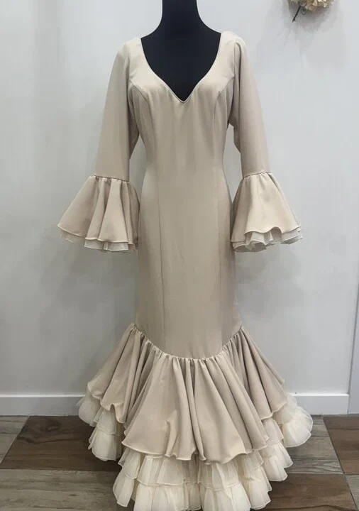 LBF Traje de Flamenca Clavel Lycra bioelastica. Talla 44