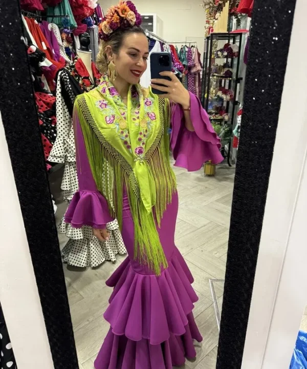 LBF Traje de Flamenca Reme buganvilla. Talla 36